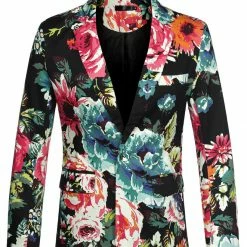 Allegra K Men's Prom Floral Slim Fit One Button Lightweight Prom Suit Blazer Jacket 48 Allegra K Men's Prom Floral Slim Fit One Button Lightweight Prom Suit Blazer Jacket