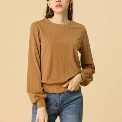 Allegra K Ribbed Pullover Sweater With Lantern Sleeves Women 89 Allegra K Ribbed Pullover Sweater With Lantern Sleeves Women