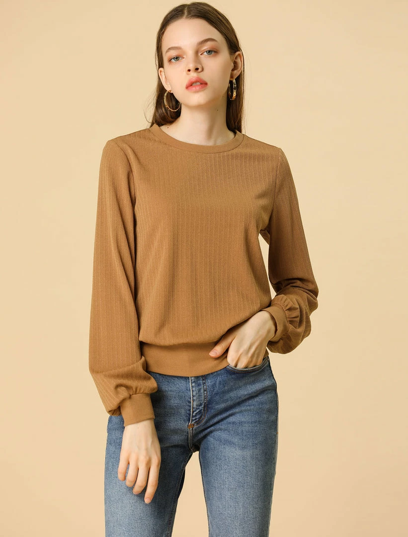 Allegra K Ribbed Pullover Sweater With Lantern Sleeves Women 23 Allegra K Ribbed Pullover Sweater With Lantern Sleeves Women