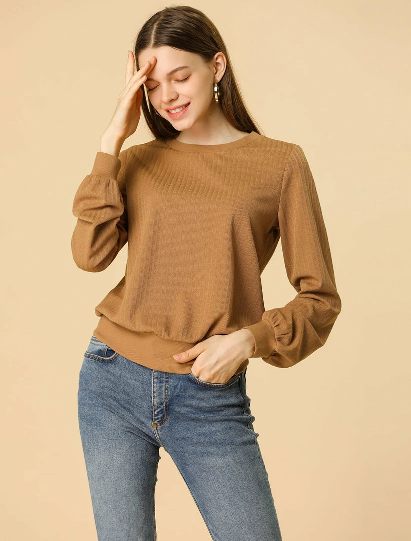 Allegra K Ribbed Pullover Sweater With Lantern Sleeves Women 24 Allegra K Ribbed Pullover Sweater With Lantern Sleeves Women