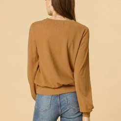 Allegra K Ribbed Pullover Sweater With Lantern Sleeves Women 92 Allegra K Ribbed Pullover Sweater With Lantern Sleeves Women