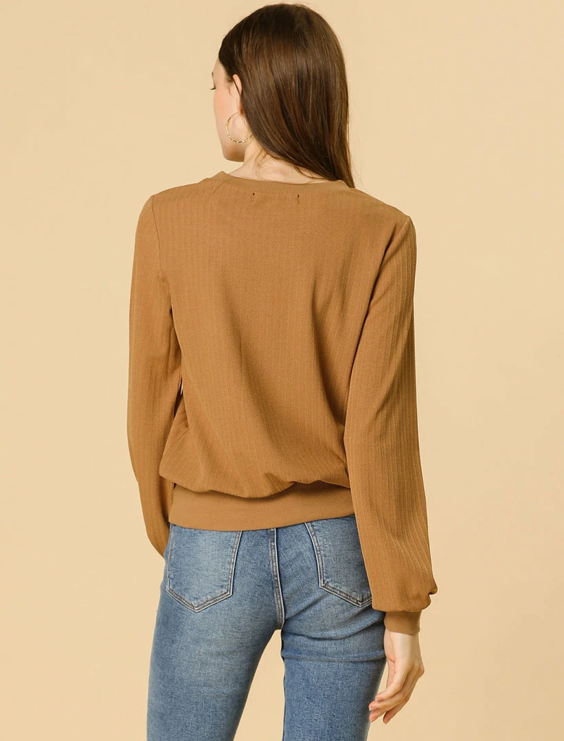 Allegra K Ribbed Pullover Sweater With Lantern Sleeves Women 26 Allegra K Ribbed Pullover Sweater With Lantern Sleeves Women