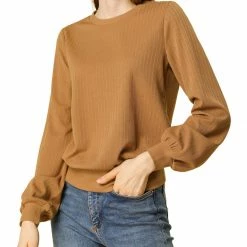 Allegra K Ribbed Pullover Sweater With Lantern Sleeves Women 88 Allegra K Ribbed Pullover Sweater With Lantern Sleeves Women