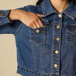 Allegra K Classic Button-Down Denim Trucker Jacket Women