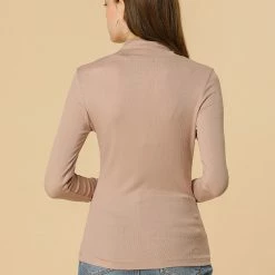 Allegra K Basic Turtleneck Knit Top Women