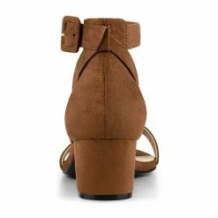 Allegra K Women's Ankle Strap Block Low Heel Sandals Shoes