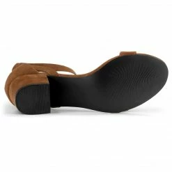 Allegra K Women's Ankle Strap Block Low Heel Sandals Shoes