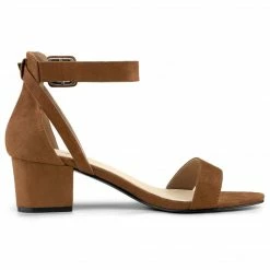 Allegra K Women's Ankle Strap Block Low Heel Sandals Shoes