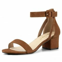 Allegra K Women's Ankle Strap Block Low Heel Sandals Shoes