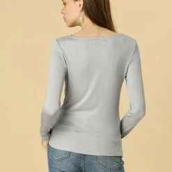 Allegra K Cowl Neck Long Sleeves Ribbed Ruched Knit Top Women 14 Allegra K Cowl Neck Long Sleeves Ribbed Ruched Knit Top Women