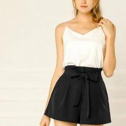 Allegra K Women’s Bow Tie High Waist Short Paper Bag Shorts 71 Allegra K Women’s Bow Tie High Waist Short Paper Bag Shorts