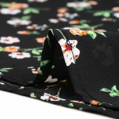 Women Allegra K Floral Print 3/4 Raglan Sleeve Drawstring Round Neck Blouse