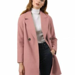 Allegra K Double Breasted Notched Lapel Coat With Raglan Sleeves 129 Allegra K Double Breasted Notched Lapel Coat With Raglan Sleeves