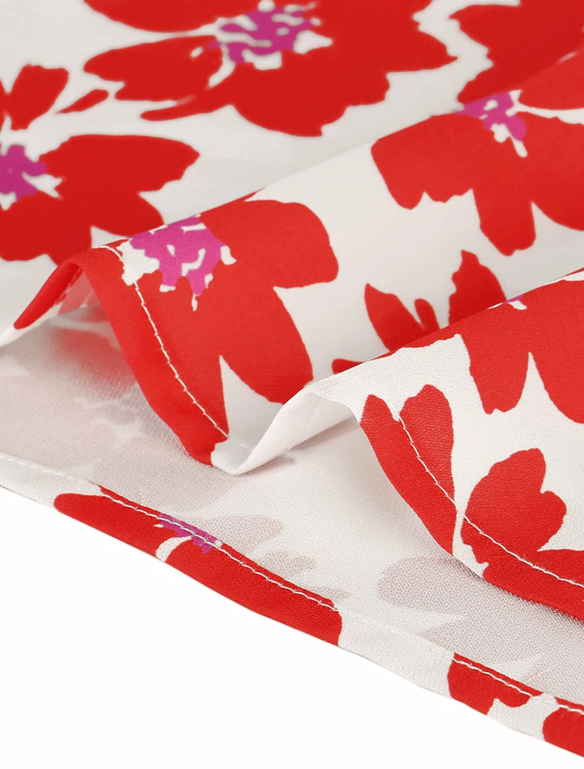 Allegra K Women's Ruffle 3/4 Sleeves Pleated Stand Collar Tie Keyhole Back Floral Printed Blouse Top 26 Allegra K Women's Ruffle 3/4 Sleeves Pleated Stand Collar Tie Keyhole Back Floral Printed Blouse Top