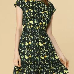 Allegra K Floral Cap Sleeve Smock Waist Skater Dress 23 Allegra K Floral Cap Sleeve Smock Waist Skater Dress