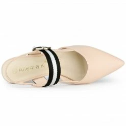 Allegra K Women's Pointed Toe Slingback Flat Pumps