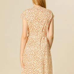 Allegra K Women's V Neck Printed Belted A-line Dress