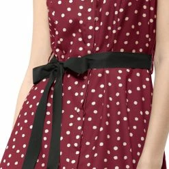 Allegra K Sleeveless Polka Dot Midi Shirt Dress Women
