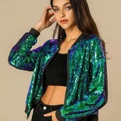 Women Allegra K Sequin Bomber Jacket 53 Women Allegra K Sequin Bomber Jacket