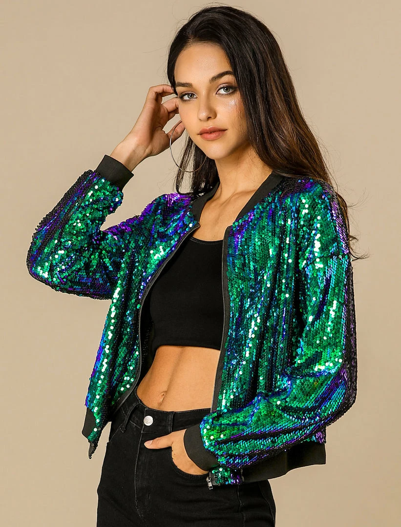 Women Allegra K Sequin Bomber Jacket 11 Women Allegra K Sequin Bomber Jacket