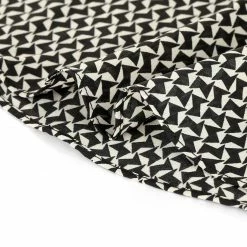 Allegra K V-neck Ruffle Hem Belted Geometric Pattern Long Sleeve Dress