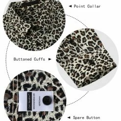 Allegra K Tops Men Vintage Leopard Print Button Down Long Sleeve Cotton Casual Shirt