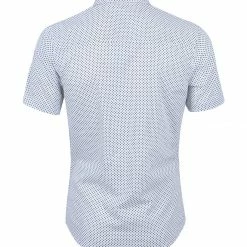 Allegra K HZ160403 Men Short Sleeves Cotton Polka Dots Button Up Shirt