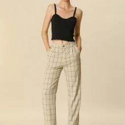 Allegra K Women's Plaid Trousers Pockets Straight Leg Pants 72 Allegra K Women's Plaid Trousers Pockets Straight Leg Pants