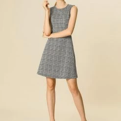 Allegra K Houndstooth Plaid Sleeveless Knit Dress Women 49 Allegra K Houndstooth Plaid Sleeveless Knit Dress Women