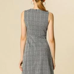 Allegra K Houndstooth Plaid Sleeveless Knit Dress Women 50 Allegra K Houndstooth Plaid Sleeveless Knit Dress Women