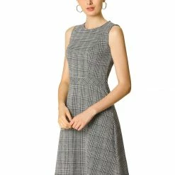 Allegra K Houndstooth Plaid Sleeveless Knit Dress Women 46 Allegra K Houndstooth Plaid Sleeveless Knit Dress Women