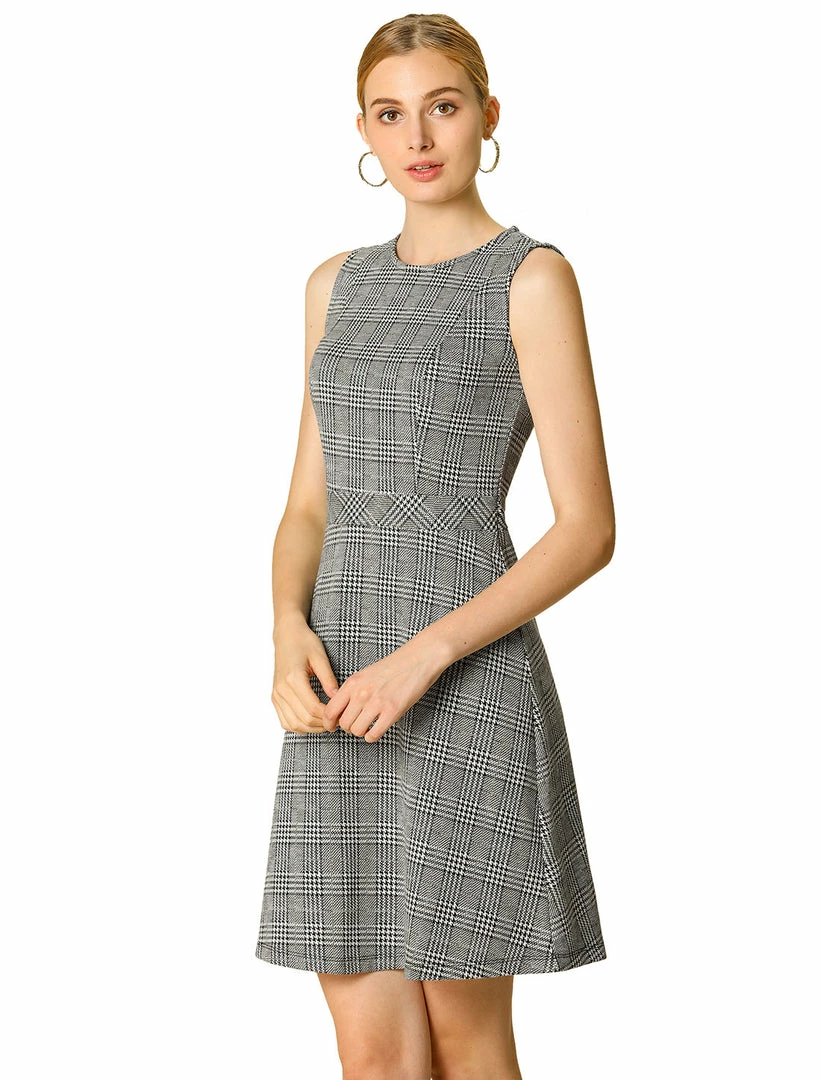 Allegra K Houndstooth Plaid Sleeveless Knit Dress Women 16 Allegra K Houndstooth Plaid Sleeveless Knit Dress Women