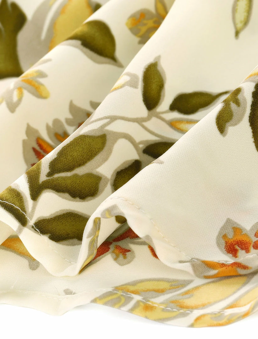 Allegra K Ruffle Lapel V Neck Blouse Long Smocked Elastic Sleeve Floral Peplum Top 9 Allegra K Ruffle Lapel V Neck Blouse Long Smocked Elastic Sleeve Floral Peplum Top