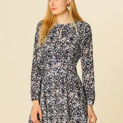 Allegra K Pleated Leopard Dress Women