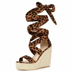 Allegra K Shoes Women's Espadrille Platform Wedges Heel Lace Up Sandals