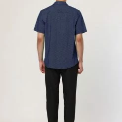 Allegra K HZ160403 Men Short Sleeves Cotton Polka Dots Button Up Shirt