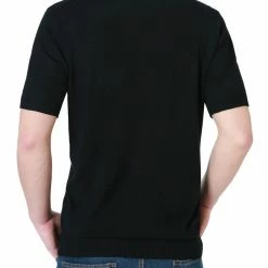 Allegra K Men Color Block Knitted Short Sleeves Golf Polo Shirts