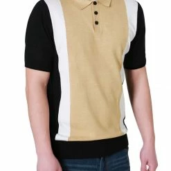 Allegra K Men Color Block Knitted Short Sleeves Golf Polo Shirts