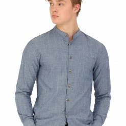 Allegra K Men Banded Collar Shirt Washed Cotton Long Sleeve Casual Button Down Shirts 46 Allegra K Men Banded Collar Shirt Washed Cotton Long Sleeve Casual Button Down Shirts