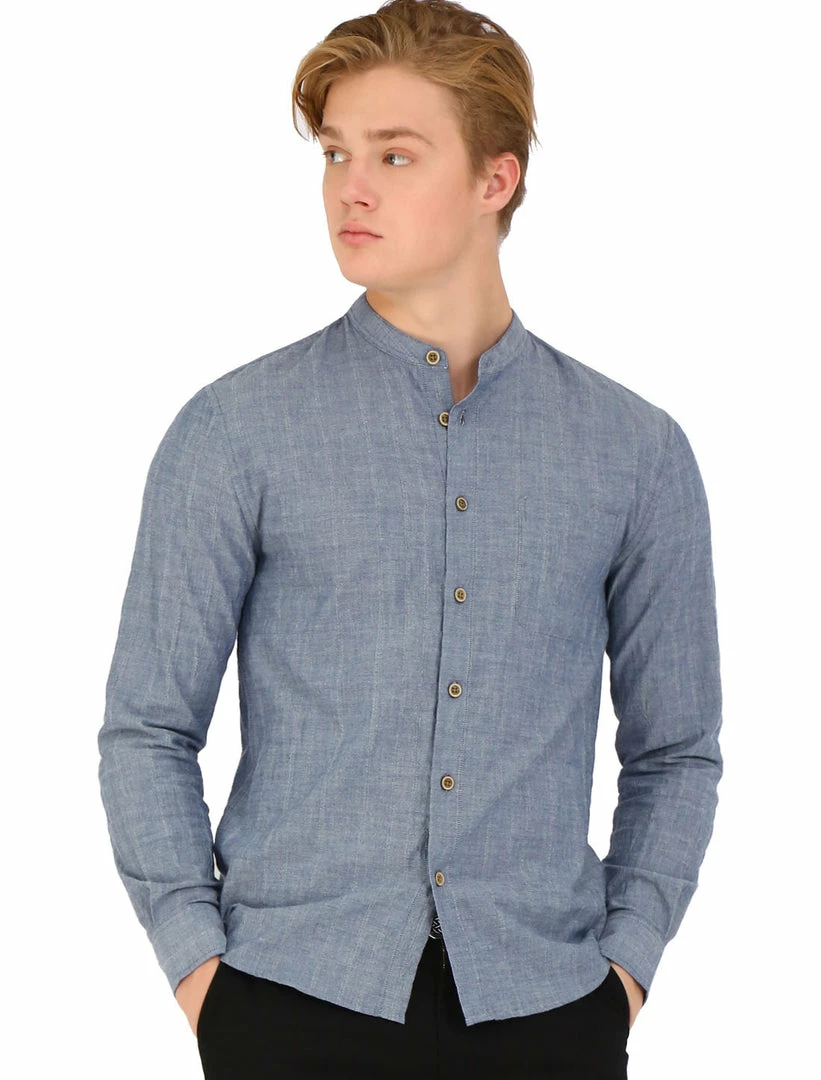 Allegra K Men Banded Collar Shirt Washed Cotton Long Sleeve Casual Button Down Shirts 11 Allegra K Men Banded Collar Shirt Washed Cotton Long Sleeve Casual Button Down Shirts