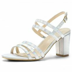 Allegra K Women's Open Toe Block High Heels Ankle Strap Sandals Shoes