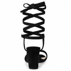 Allegra K Women's Lace Up Chunky Heels Sandals