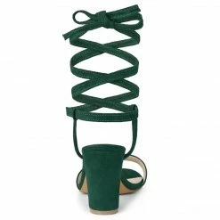 Allegra K Women's Lace Up Chunky Heels Sandals