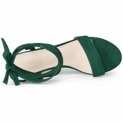 Allegra K Women's Lace Up Chunky Heels Sandals