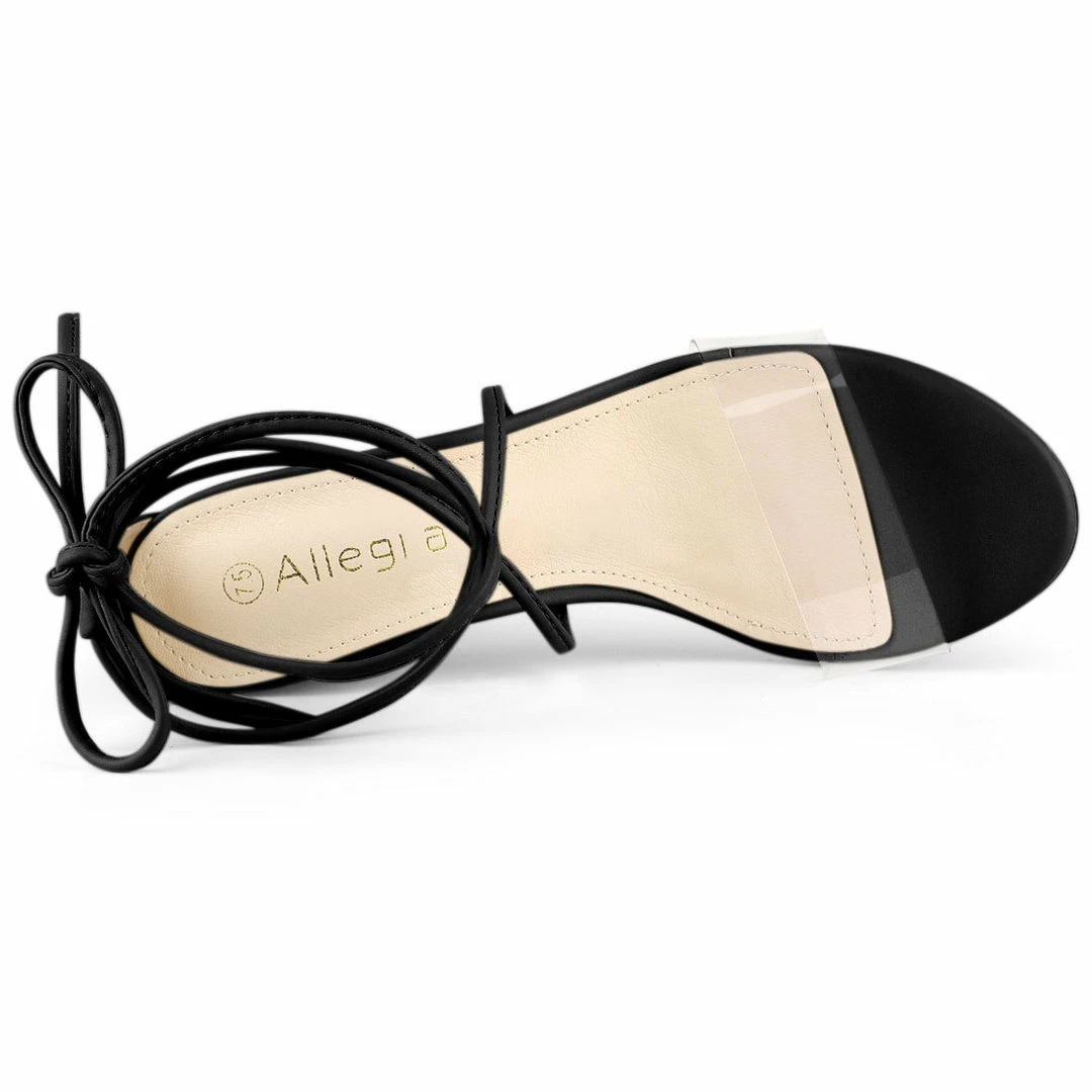 Allegra K Women's Clear Strap Block Heel Lace Up Heels Sandals Shoes 29 Allegra K Women's Clear Strap Block Heel Lace Up Heels Sandals Shoes