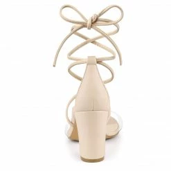 Allegra K Women's Clear Strap Block Heel Lace Up Heels Sandals Shoes 49 Allegra K Women's Clear Strap Block Heel Lace Up Heels Sandals Shoes