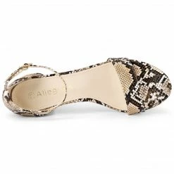 Allegra K Women's Snake Printed Chunky Heels Ankle Strap Sandals
