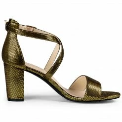 Allegra K Shoes Women's Colorful Cross Strappy Block Heel Sandals