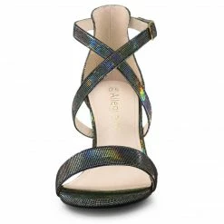 Allegra K Shoes Women's Colorful Cross Strappy Block Heel Sandals