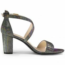 Allegra K Shoes Women's Colorful Cross Strappy Block Heel Sandals